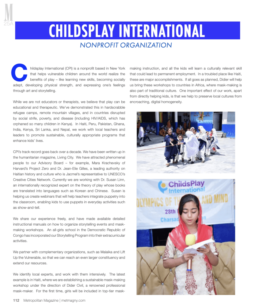 Girl in Pakistan participating in CPI activities to help vulnerable children