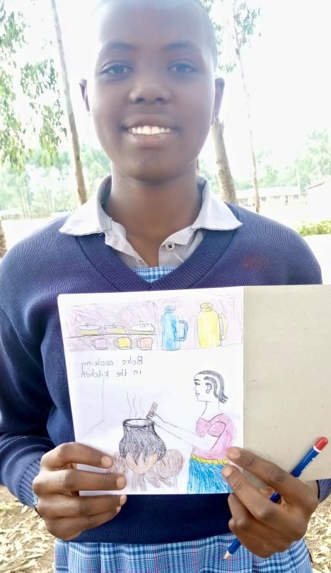 Girls and drawing made during storytelling session Kenya